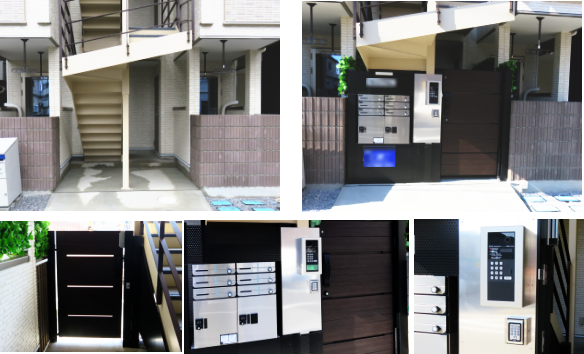 新築アパート（東京都）｜オートロックインターホン（アイホン）、宅配ボックス施工例
