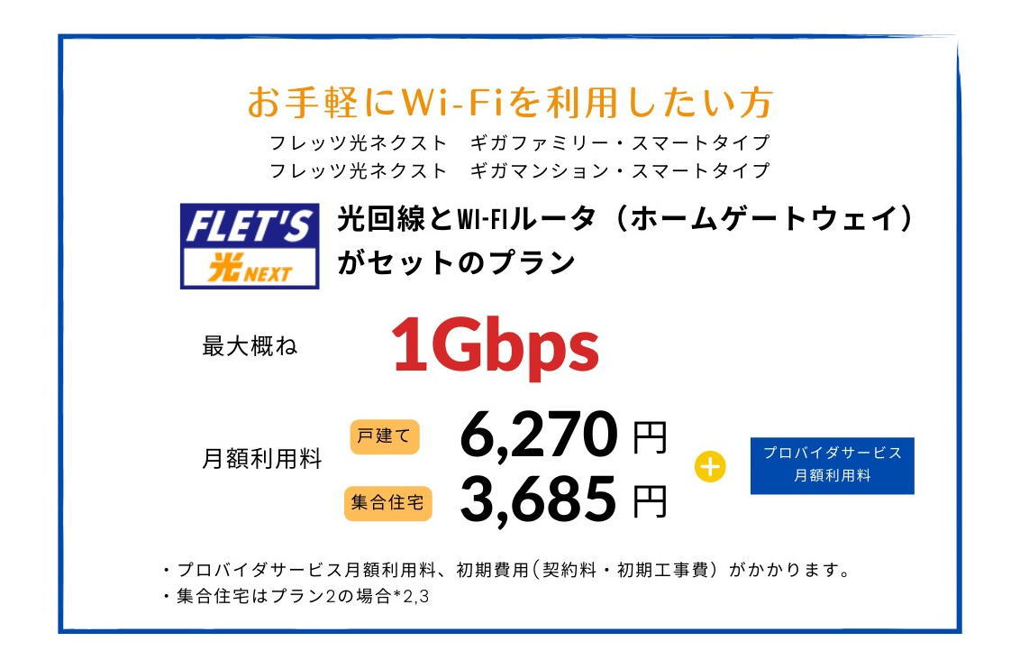 フレッツ光：お手軽にWi-Fiを利用したい方におすすめ