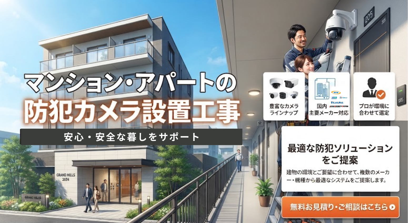 マンション・アパート・集合住宅の防犯カメラ設置工事